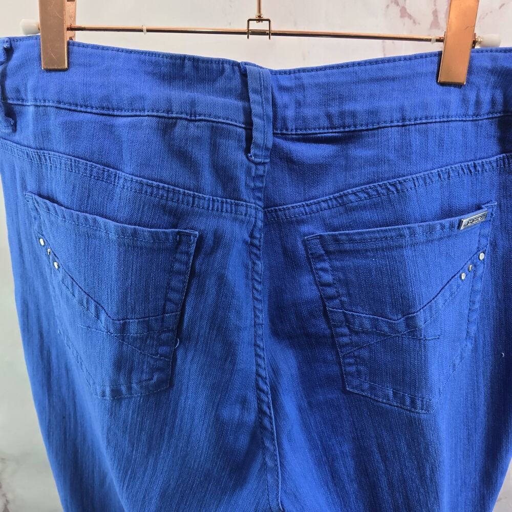 Chicos Pants Women 10 1.5 Cobalt So Slimming Colored Denim Gem Jewel Bling Glam - Picture 7 of 12